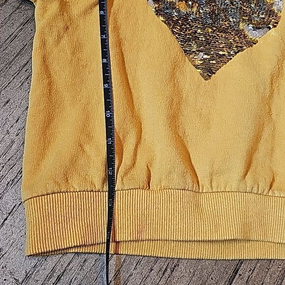 Sequin heart hooded sweater yellow size 4 DKNY - Picture 6 of 9